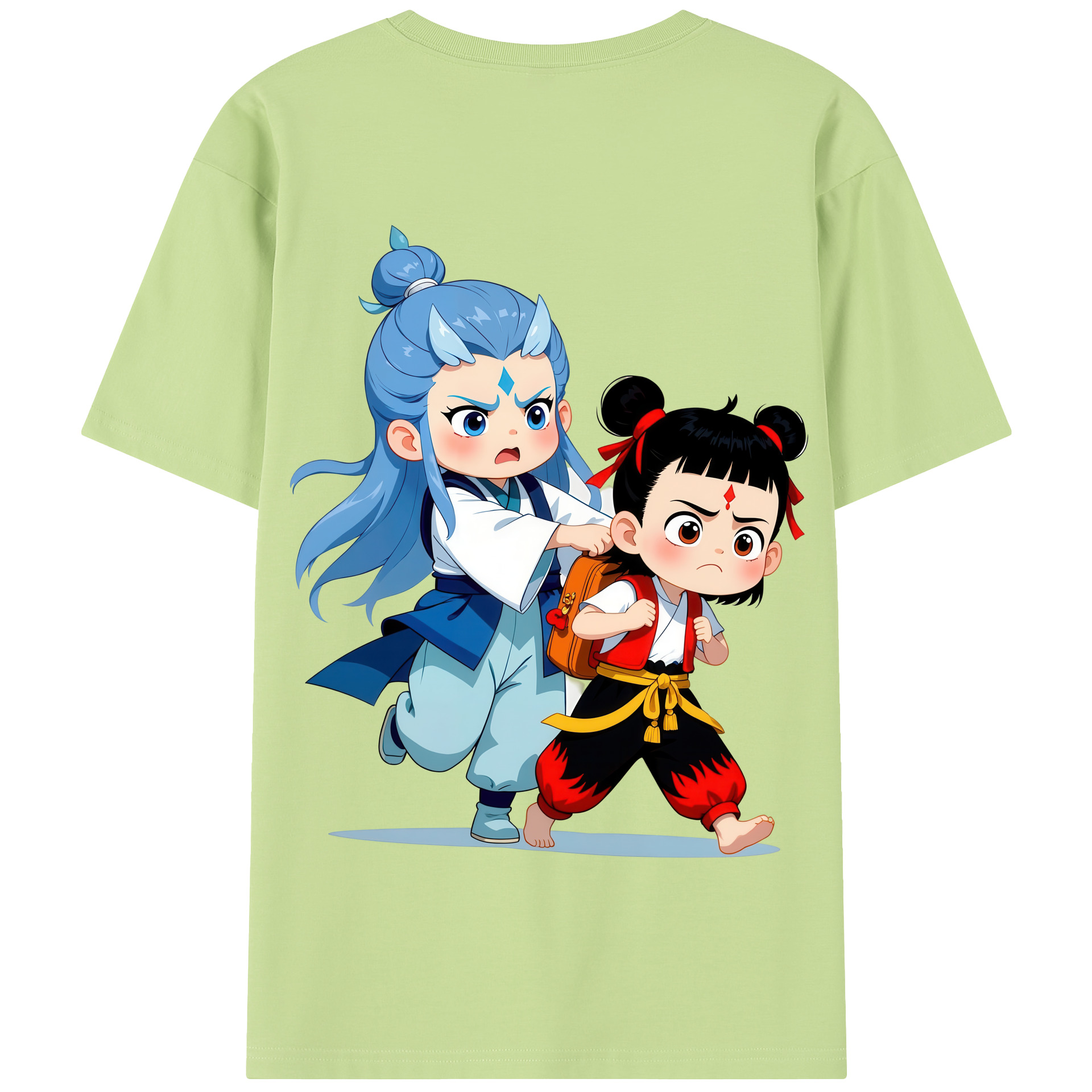 （画像用） Ne Zha 2 ナタ 魔童の大暴れ 綿100％半袖Tシャツ（背面プリント）